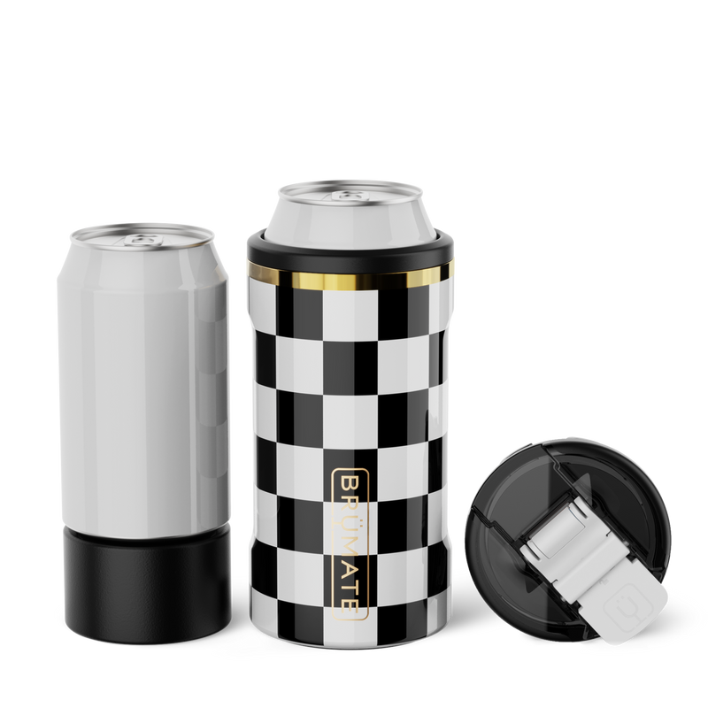 Hopsulator Trio V2 | Black & White Checker | 12/16oz Standard Cans - Practical Outdoor