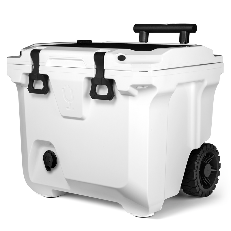 Br Tank 35-Quart Rolling Cooler | Ice White - Smooth Carry